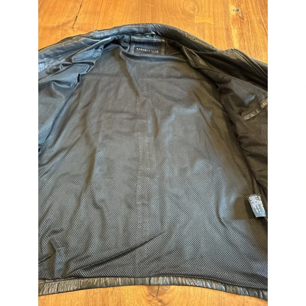 Kenneth Cole Men's Jacket 2XL Black Leather Long Sleeve Full Zip Jacket